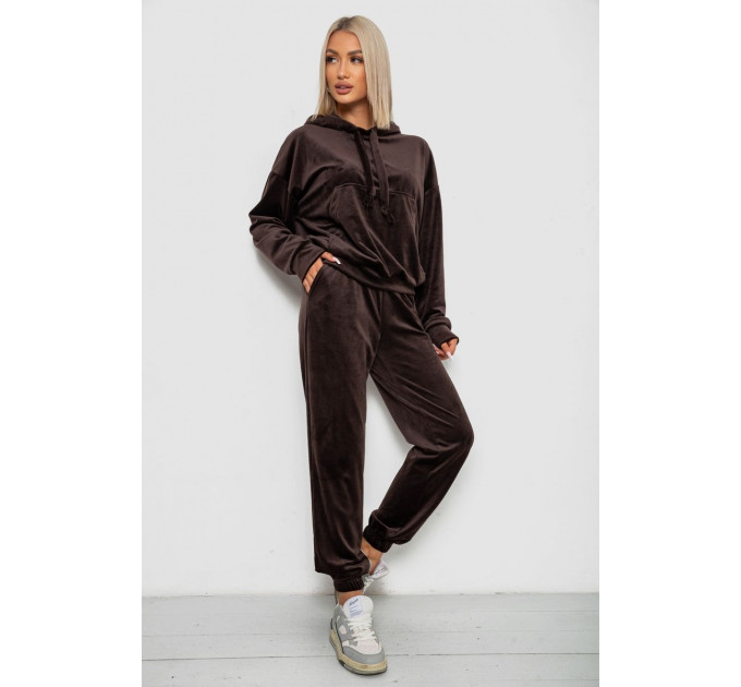 Спортивный костюм женский велюровый, цвет шоколадный, 241R1530-5