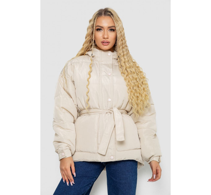 Куртка женская демисезонная с поясом, цвет светло-бежевый, 207R2023