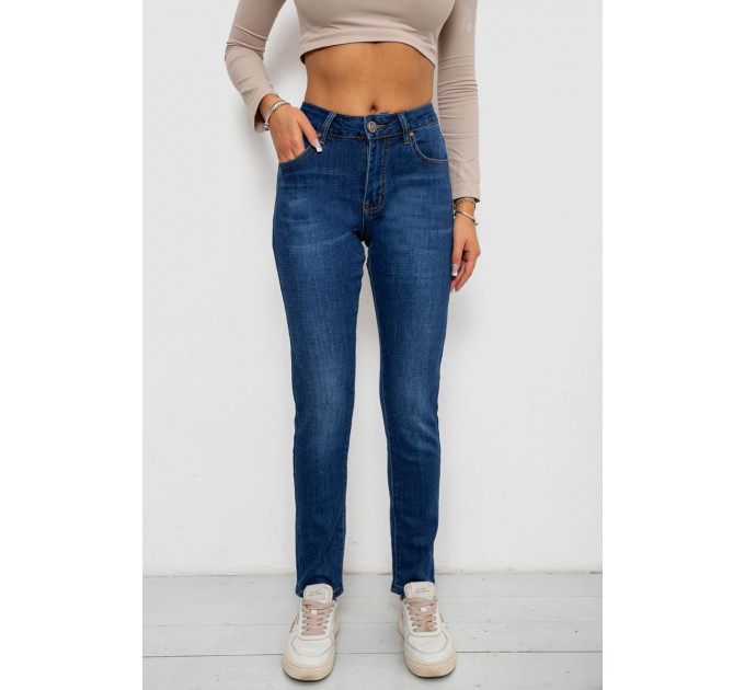 Джинсы женские на флисе, цвет синий, 244RVE952