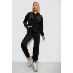 Спортивный костюм женский велюровый, цвет черный, 241R1530-5