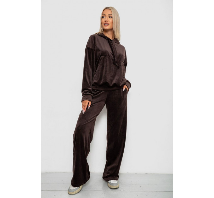 Спортивный костюм женский велюровый, цвет шоколадный, 241R2001-20