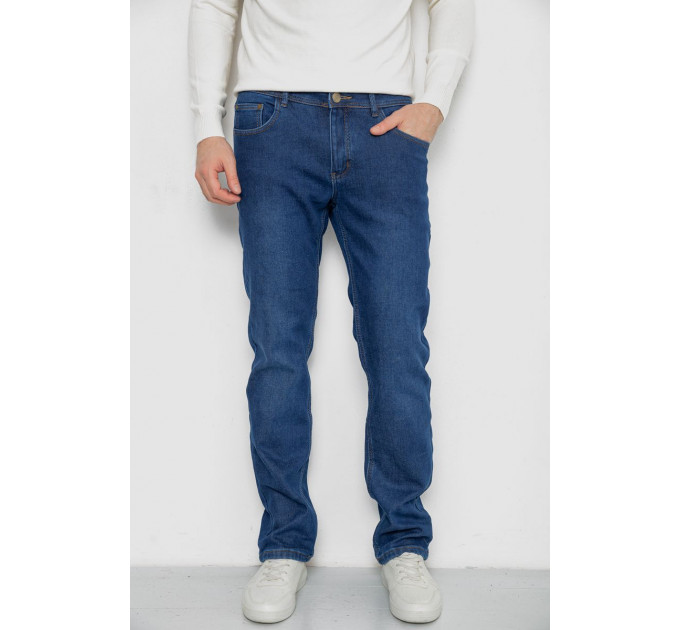Джинсы мужские на флисе, цвет синий, 254R2411