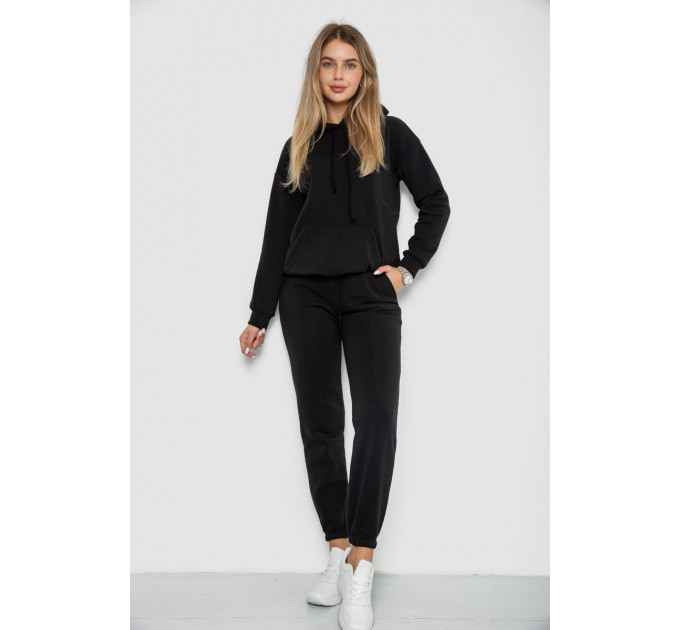 Спорт костюм женский на флисе, цвет черный, 241R1530