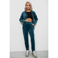 Спортивный костюм женский велюровый, цвет изумрудный, 257R4119