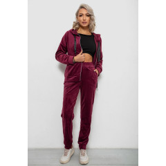 Спортивный костюм женский велюровый, цвет бордовый, 257R4119