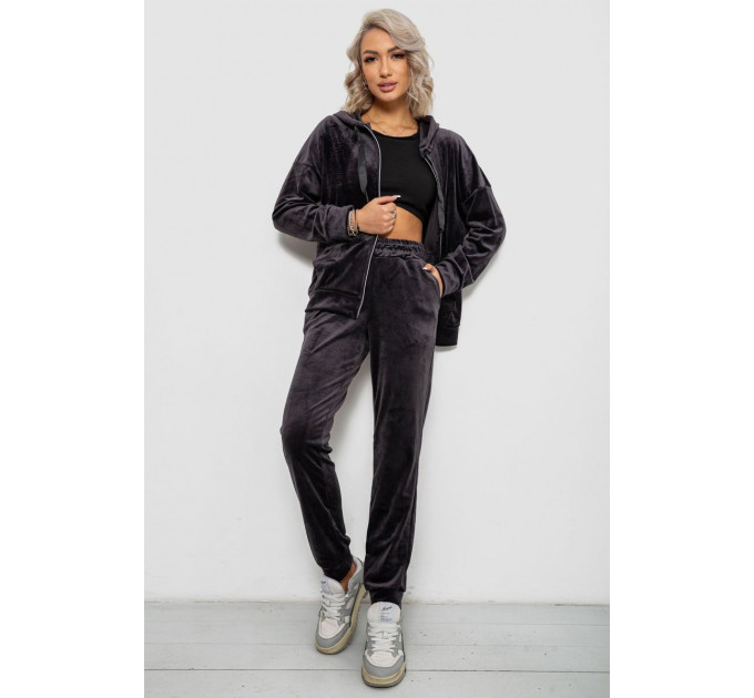 Спортивный костюм женский велюровый, цвет чернильный, 257R4119