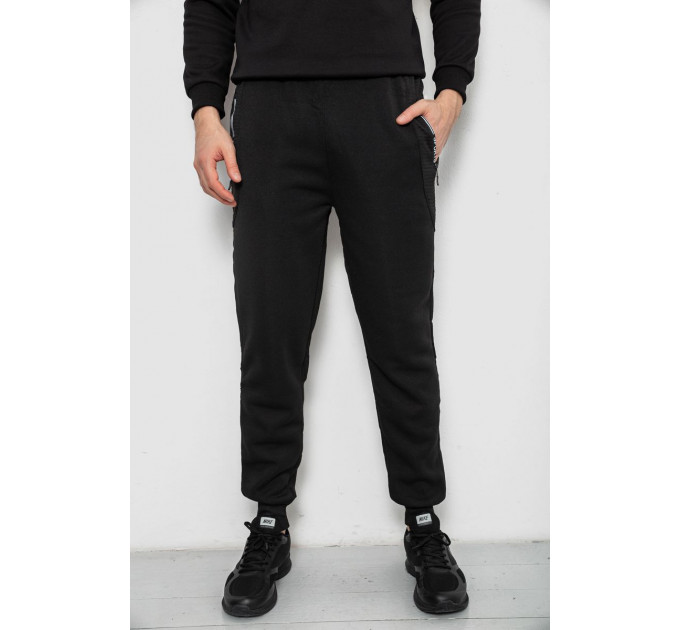 Спортивные штаны мужские на флисе, цвет черный, 244R6120