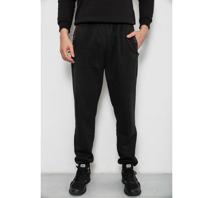 Спортивные штаны мужские на флисе, цвет черный, 244R41748