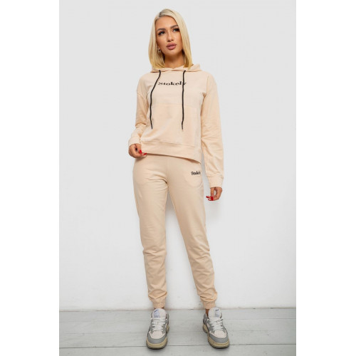 Спортивный костюм женский двухнитка, цвет бежевый, 214R1419-006