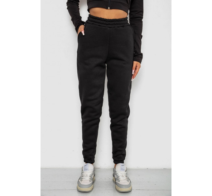 Спортивные штаны женские на флисе, цвет черный, 238R57013