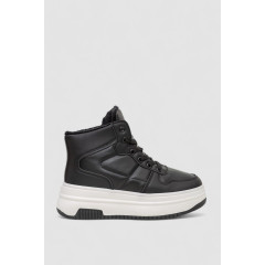 Кроссовки женские зимние на меху, цвет черно-белый, 248RAM015