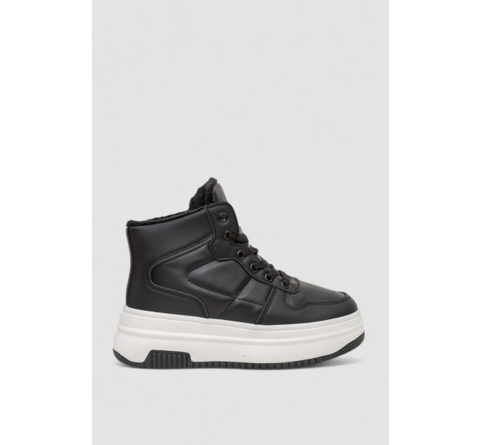 Кроссовки женские зимние на меху, цвет черно-белый, 248RAM015