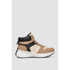 Кроссовки женские зимние на меху, цвет бежево-черный, 248RXM17-93