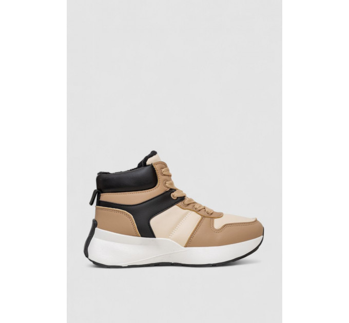 Кроссовки женские зимние на меху, цвет бежево-черный, 248RXM17-93