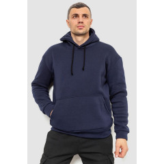 Худи мужской на флисе однотонный, цвет темно-синий, 241R2650