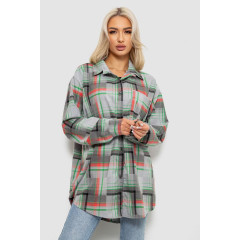 Рубашка женская в клетку, цвет серо-зеленый, 257R505