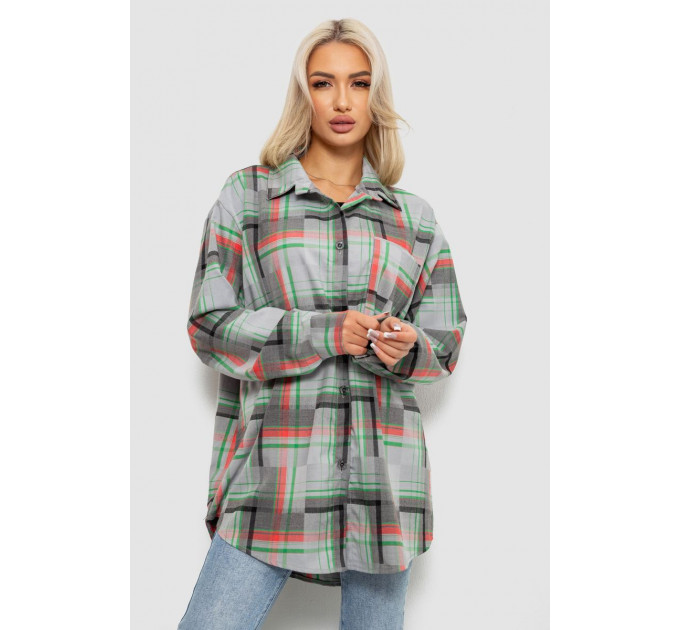 Рубашка женская в клетку, цвет серо-зеленый, 257R505