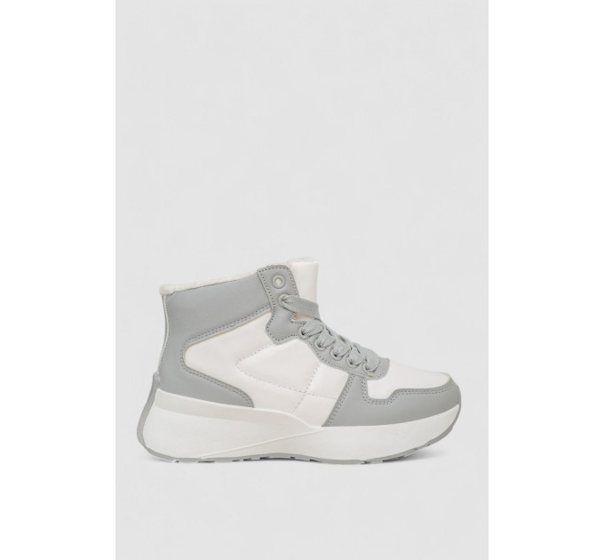 Кроссовки женские зимние на меху, цвет бело-серый, 248RXM16