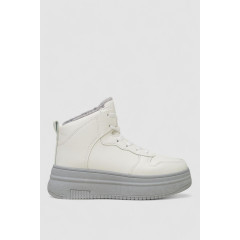 Кроссовки женские зимние на меху, цвет бело-серый, 248RAM01