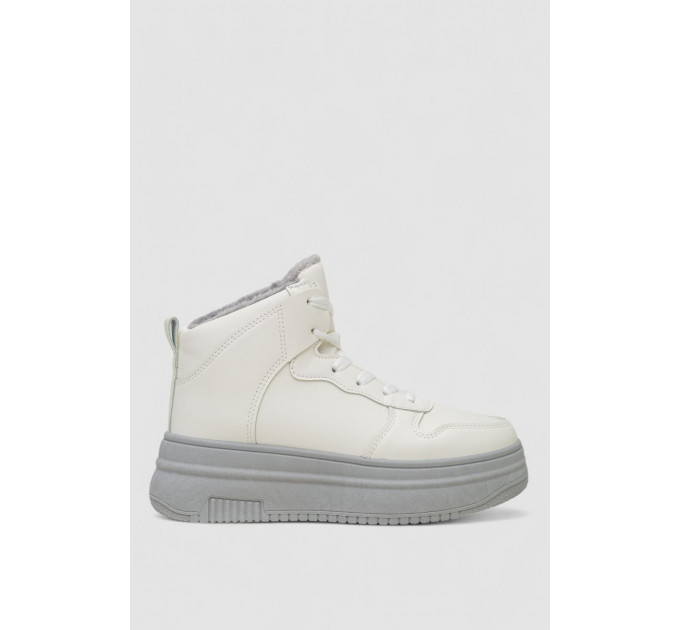 Кроссовки женские зимние на меху, цвет бело-серый, 248RAM01