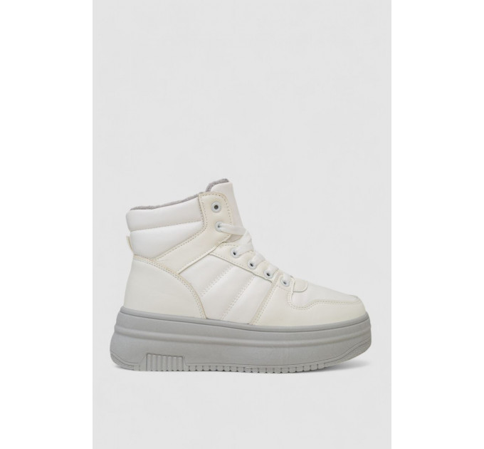 Кроссовки женские зимние на меху, цвет бело-серый, 248RAM022