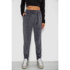 Спортивные штаны велюровые женские на флисе, цвет серый, 238R350