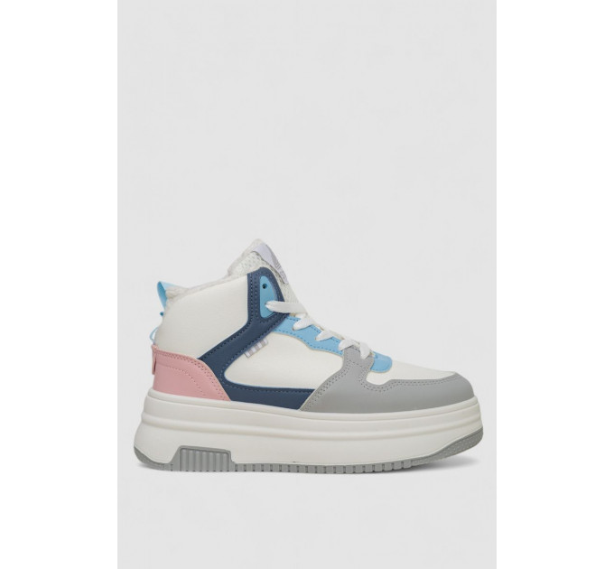 Кроссовки женские зимние на меху, цвет бело-розовый, 248RAM09