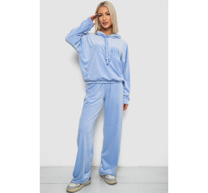 Спортивный костюм женский велюровый, цвет голубой, 241R2001-20