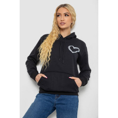 Худи женский на тонком флисе, цвет черный, 238R57162-10