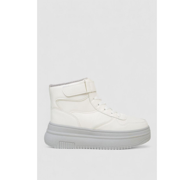 Кроссовки женские зимние на меху, цвет бело-серый, 248RAM04