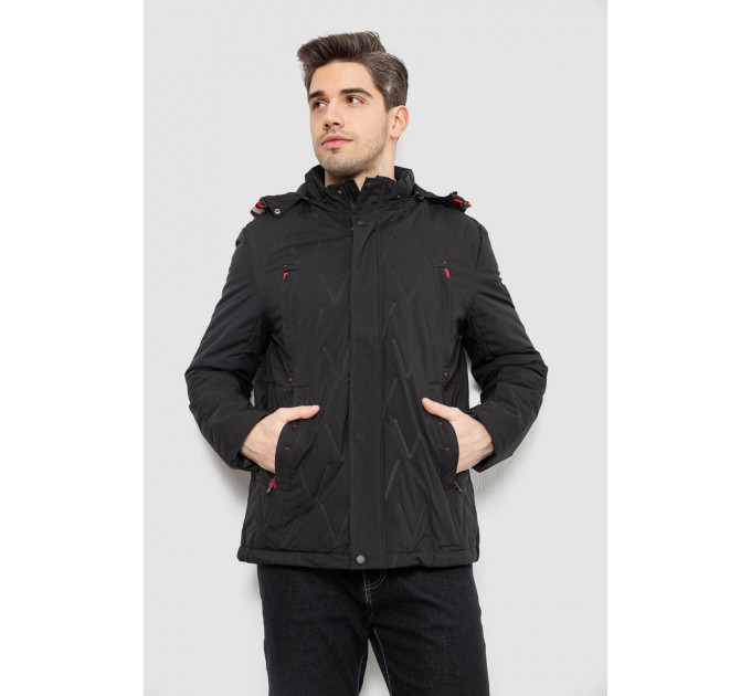 Куртка мужская демисезонная с капюшоном, цвет черный, 244RL9159AL