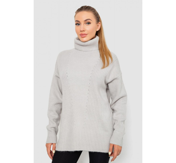 Свитер - гольф женский шерстяной, цвет светло-серый, 244R2050