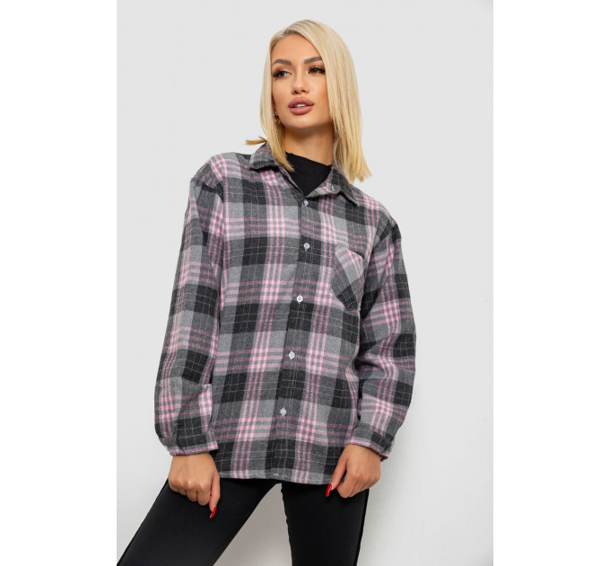 Рубашка женская в клетку, цвет серый, 244R1070-2