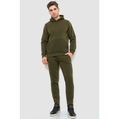 Спорт костюм мужской на флисе, цвет темно-зеленый, 190R235
