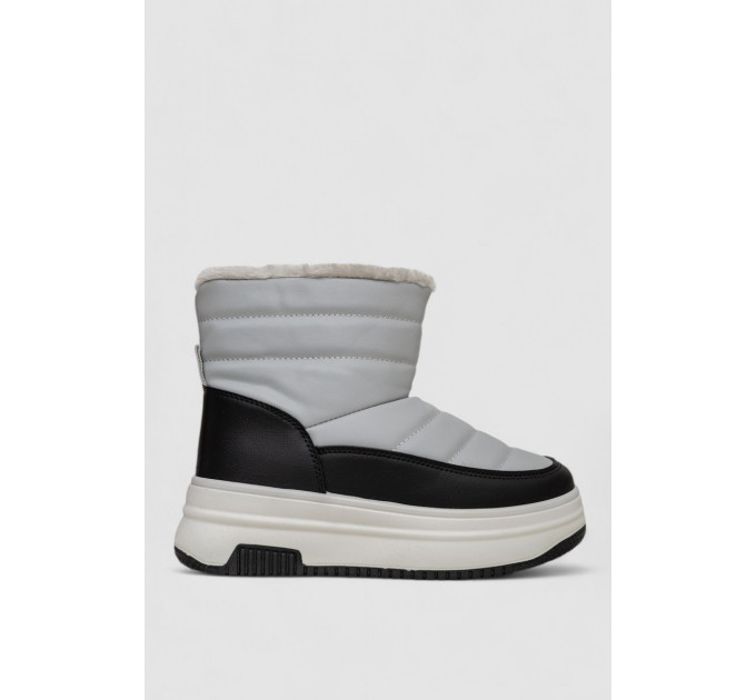 Дутики женские зимние на меху, цвет черно-серый, 248RAM018