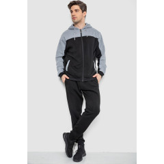 Спортивный костюм мужской на флисе, цвет черно-серый, 244R9140