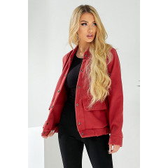 Бомбер женский искусственный кашемир, цвет темно-коралловый, 257R325