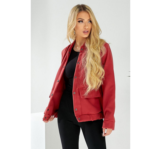 Бомбер женский искусственный кашемир, цвет темно-коралловый, 257R325