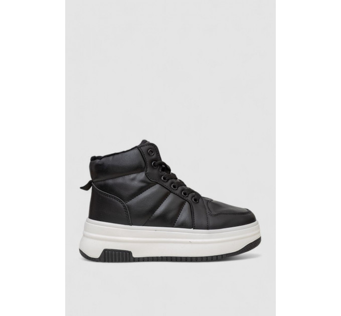 Кроссовки женские зимние на меху, цвет черно-белый, 248RAM013