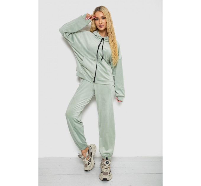 Спортивный костюм женский велюровый, цвет оливковый, 238R107