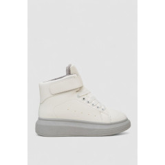 Кроссовки женские зимние на меху, цвет бело-серый, 248RA2252