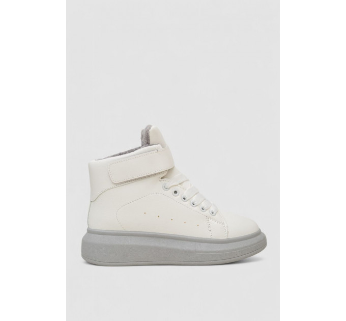 Кроссовки женские зимние на меху, цвет бело-серый, 248RA2252