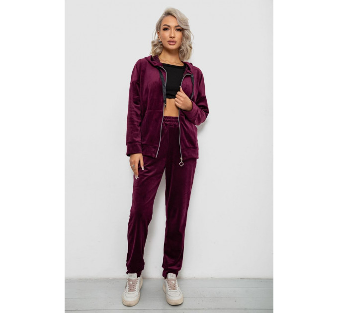 Спортивный костюм женский велюровый, цвет сливовый, 257R4119