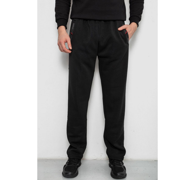 Спортивные штаны мужские на флисе, цвет черный, 244R41753