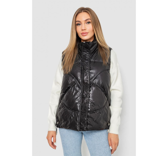 Жилетка женская однотонная, цвет черный, 244R915