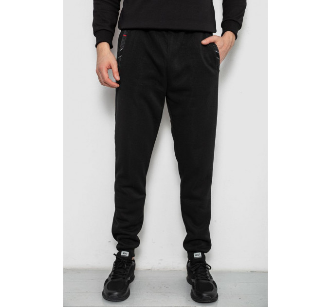 Спортивные штаны мужские на флисе, цвет черный, 244R41553