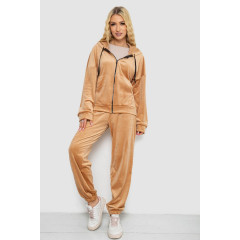 Спортивный костюм женский велюровый, цвет темно-бежевый, 238R107