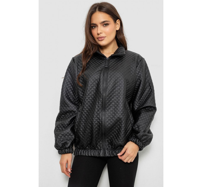 Бомбер женский с принтом, цвет черный, 257R72-1