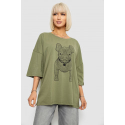 Футболка женская с принтом, цвет хаки, 244R3008