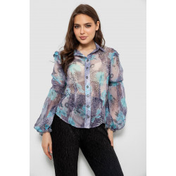 Блуза женская с принтом шифоновая, цвет голубой, 230R1503-1